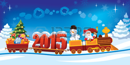 32570596-ano-nuevo-2015-y-santa-claus-en-un-tren-de-juguete-con-regalos-muneco-de-nieve-y-arboles-de-navidad