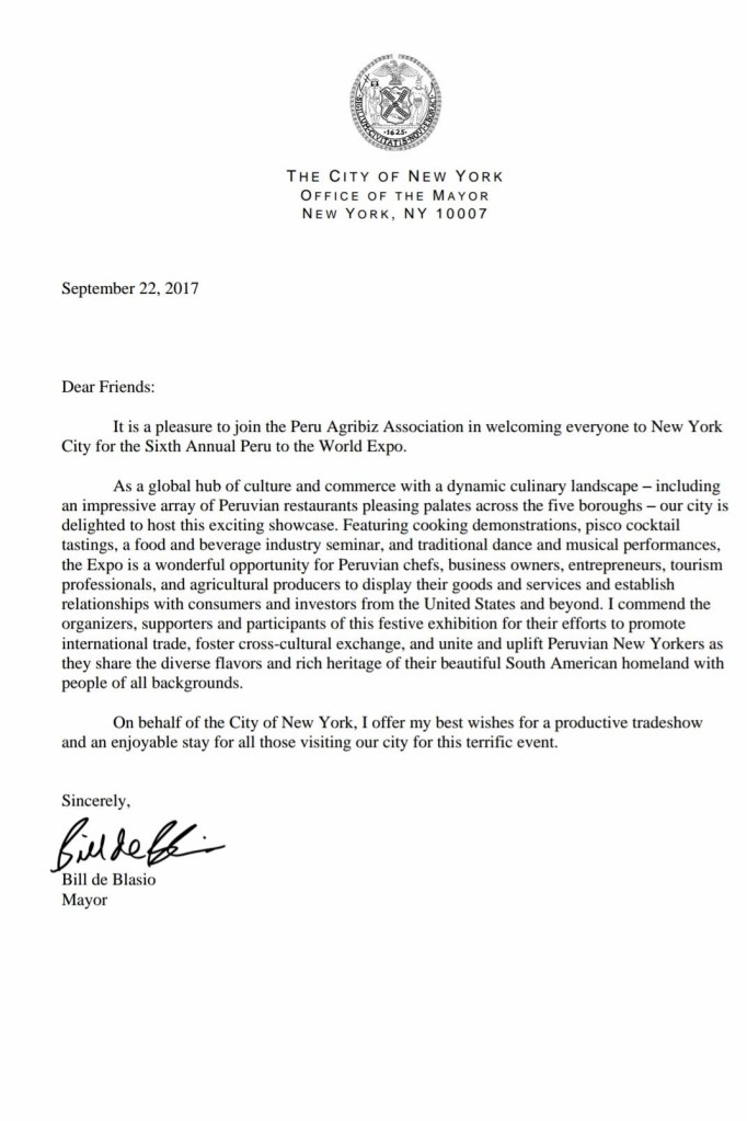 2017 CARTA DEL ALCALDE DE BLASIO