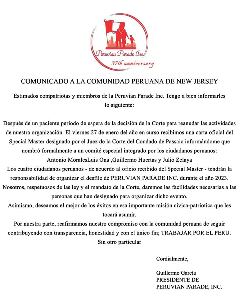 COMUNICADO PERUVIAN PARADE