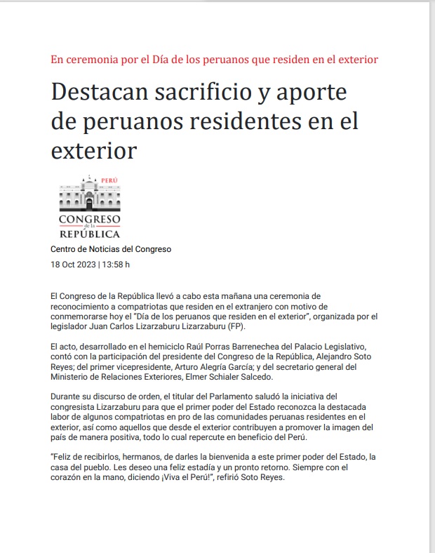 NOTA DE PRENSA CONGRESO