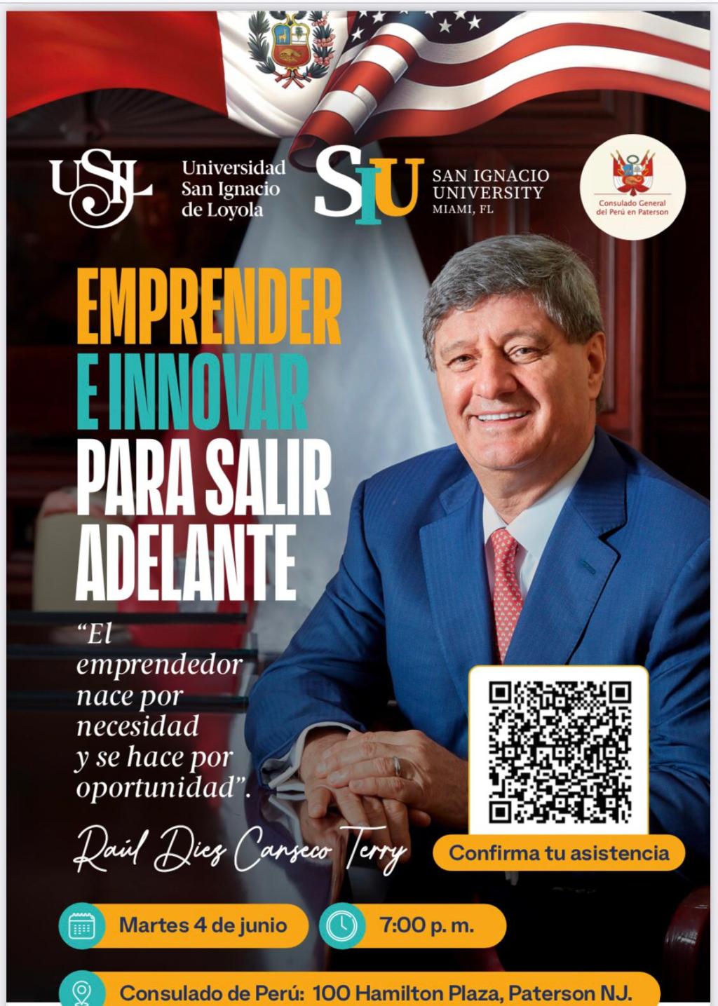 CONFERENCIA «EMPRENDER E INNOVAR PARA SALIR ADELANTE» EN&nbsp;PATERSON