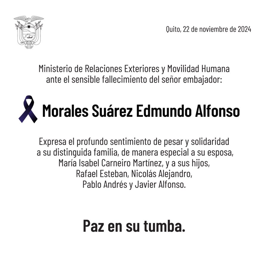 FALLECIDO EXCONSUL EDMUNDO ALFONSO MORALES SUAREZ