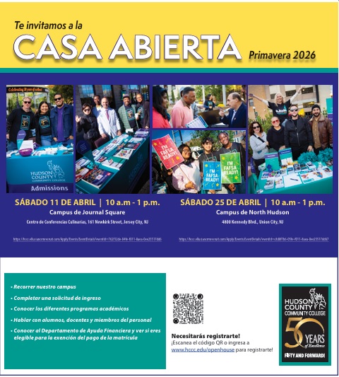 HUDSON COUNTY COMMUNITY COLLEGE (HCCC) INVITA A SU «CASA ABIERTA» DE&nbsp;PRIMAVERA