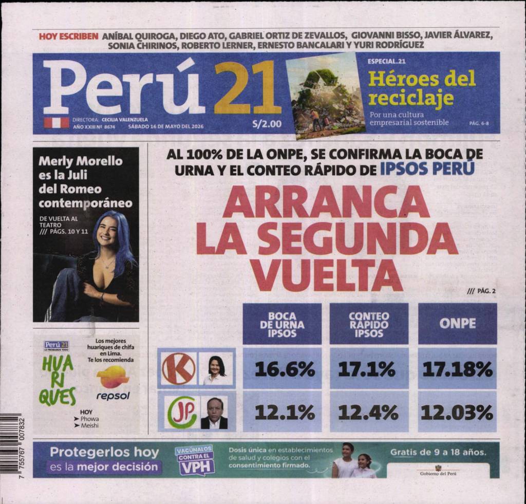 OFICIAL: KEIKO FUJIMORI Y ROBERTO SÁNCHEZ A SEGUNDA VUELTA EN ELECCIONES PERUANAS ESTE 7 DE&nbsp;JUNIO