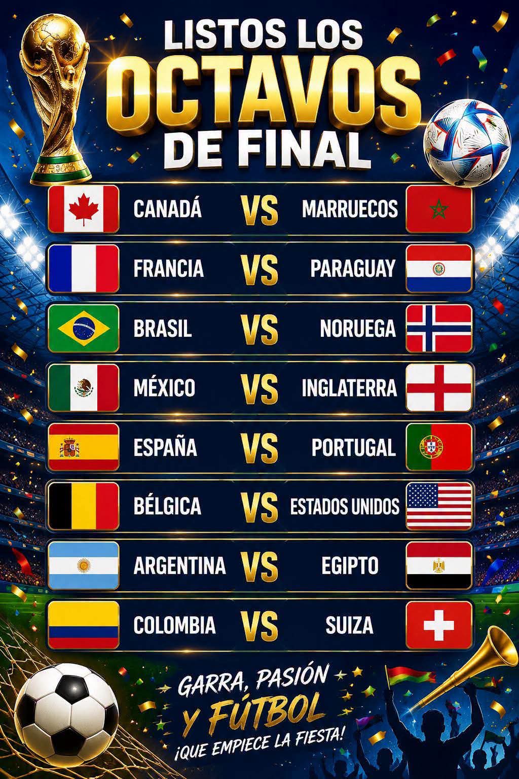 ESTOS SON LOS OCTAVOS DE FINAL… ¡¡¡ARRANCA LA FIESTA!!! LO MEJOR DE LO&nbsp;MEJOR…