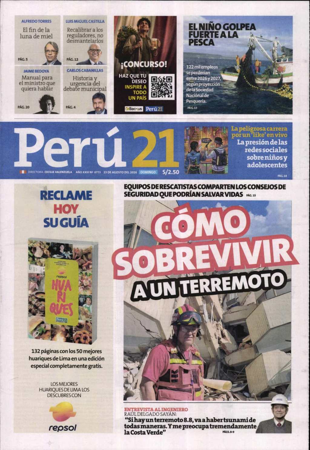 ÉSTAS SON LAS PORTADAS DE LOS PRINCIPALES DIARIOS LIMEÑOS&nbsp;HOY…