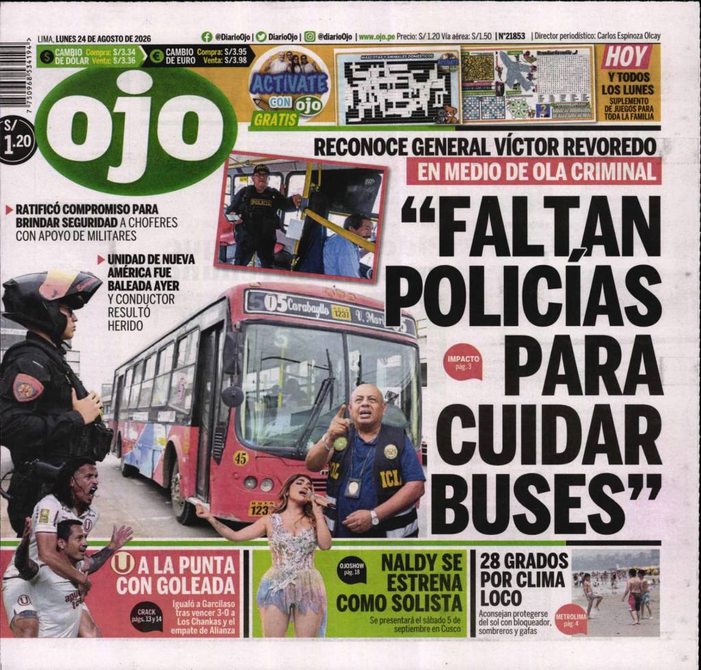 ÉSTAS SON LAS PORTADAS DE LOS PRINCIPALES DIARIOS LIMEÑOS&nbsp;HOY…