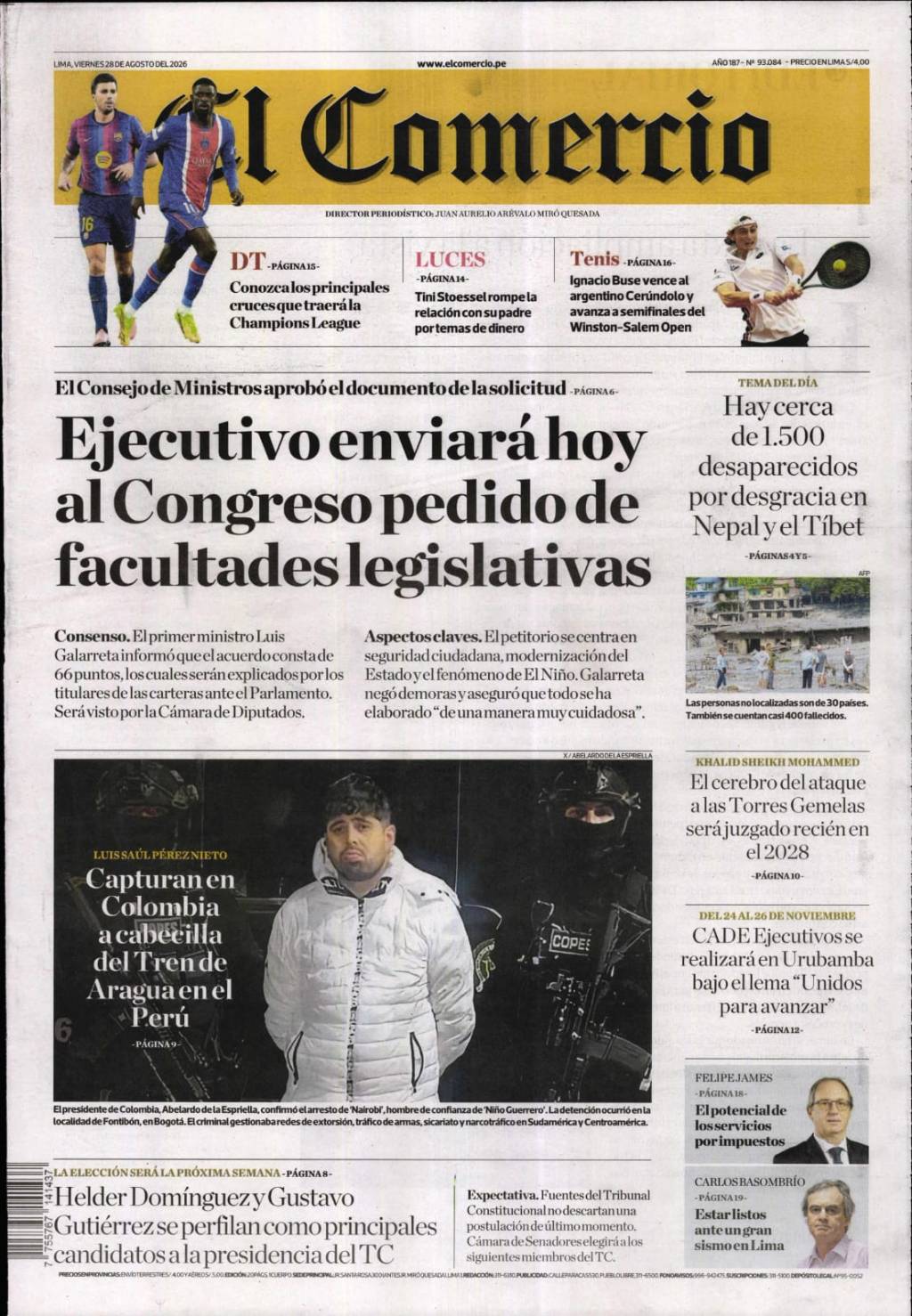 ÉSTAS SON LAS PORTADAS DE LOS PRINCIPALES DIARIOS LIMEÑOS HOY…
