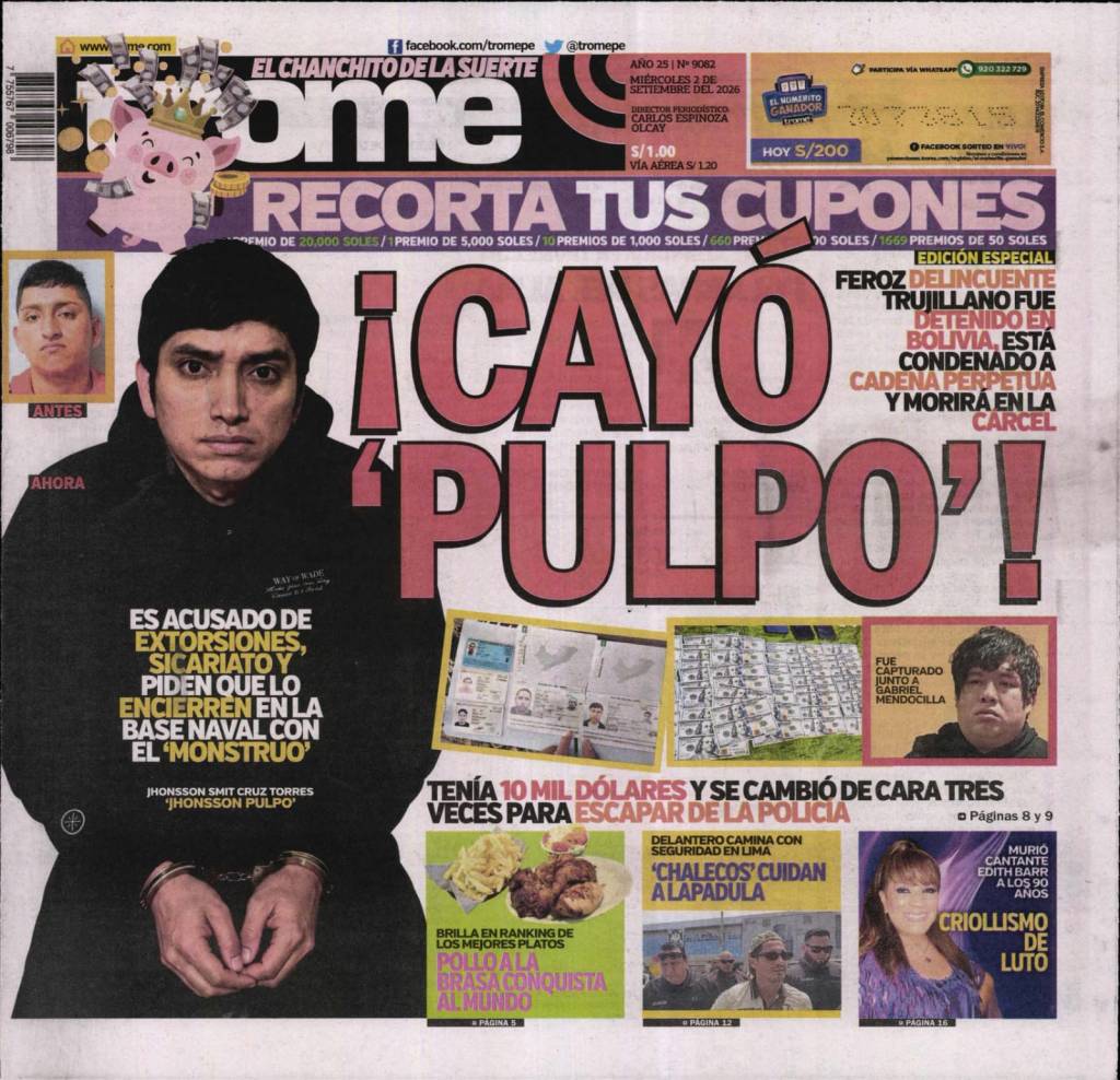 ÉSTAS SON LAS PORTADAS DE LOS PRINCIPALES DIARIOS LIMEÑOS HOY…