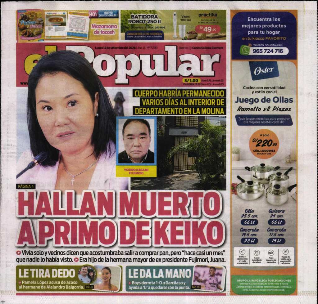 ÉSTAS SON LAS PORTADAS DE LOS PRINCIPALES DIARIOS LIMEÑOS&nbsp;HOY…